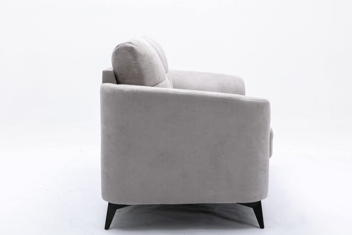 Light Gray Woven Fabric Upholstered Loveseat 60 Inch O247066