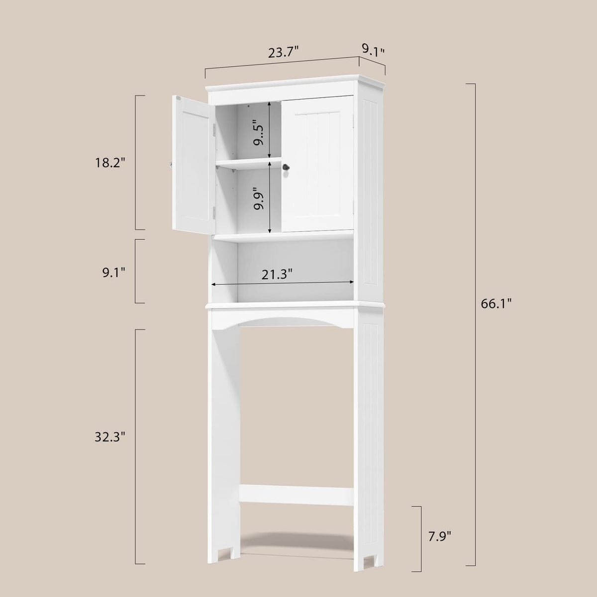 Over the Toilet Storage Cabinet with Adjustable Shelf, White L704