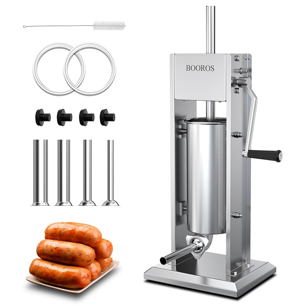 Manual Sausage Stuffer, 11Lbs/5L Meat Stuffer, 4 Stuffing Tubes K5175