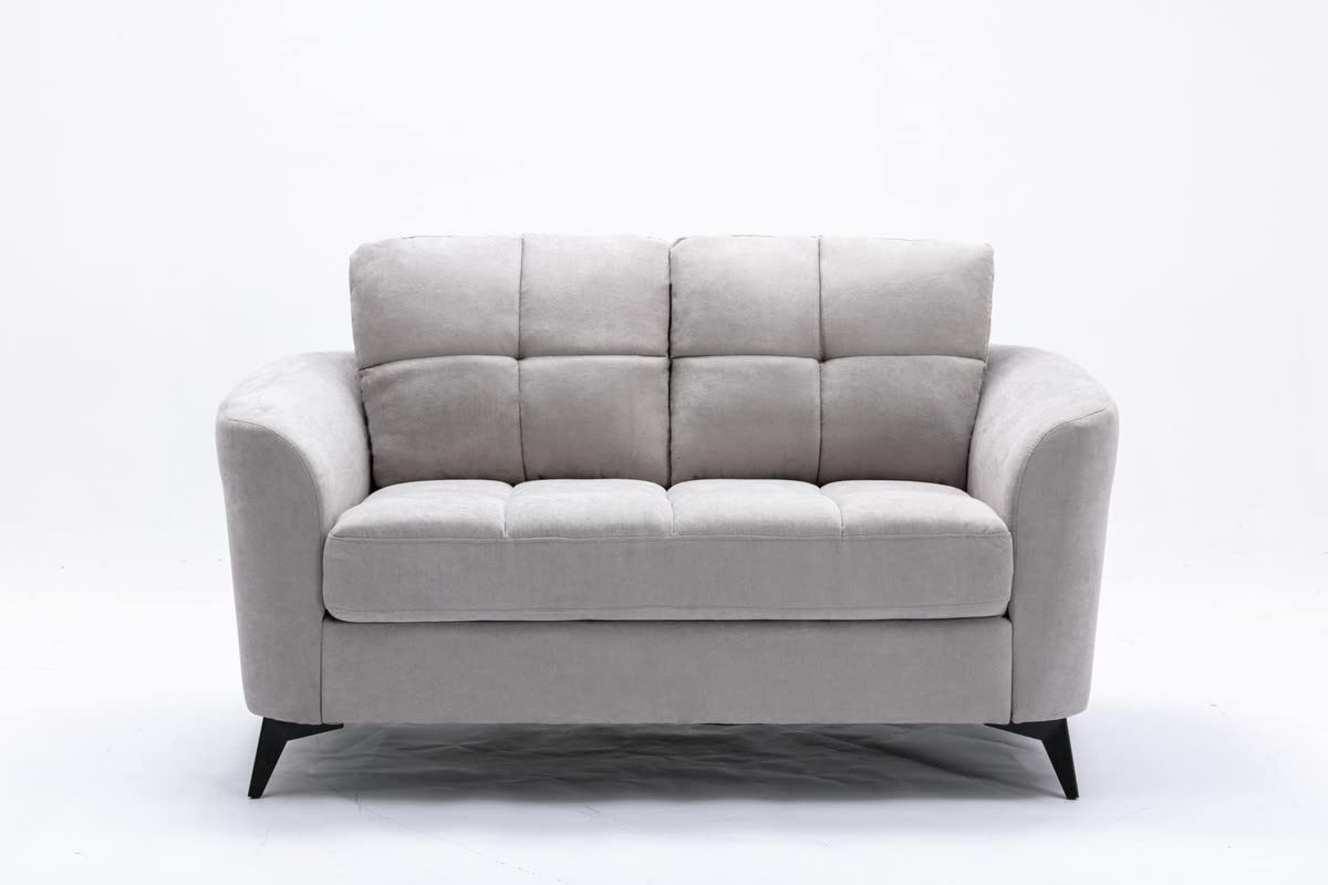 Light Gray Woven Fabric Upholstered Loveseat 60 Inch O247066