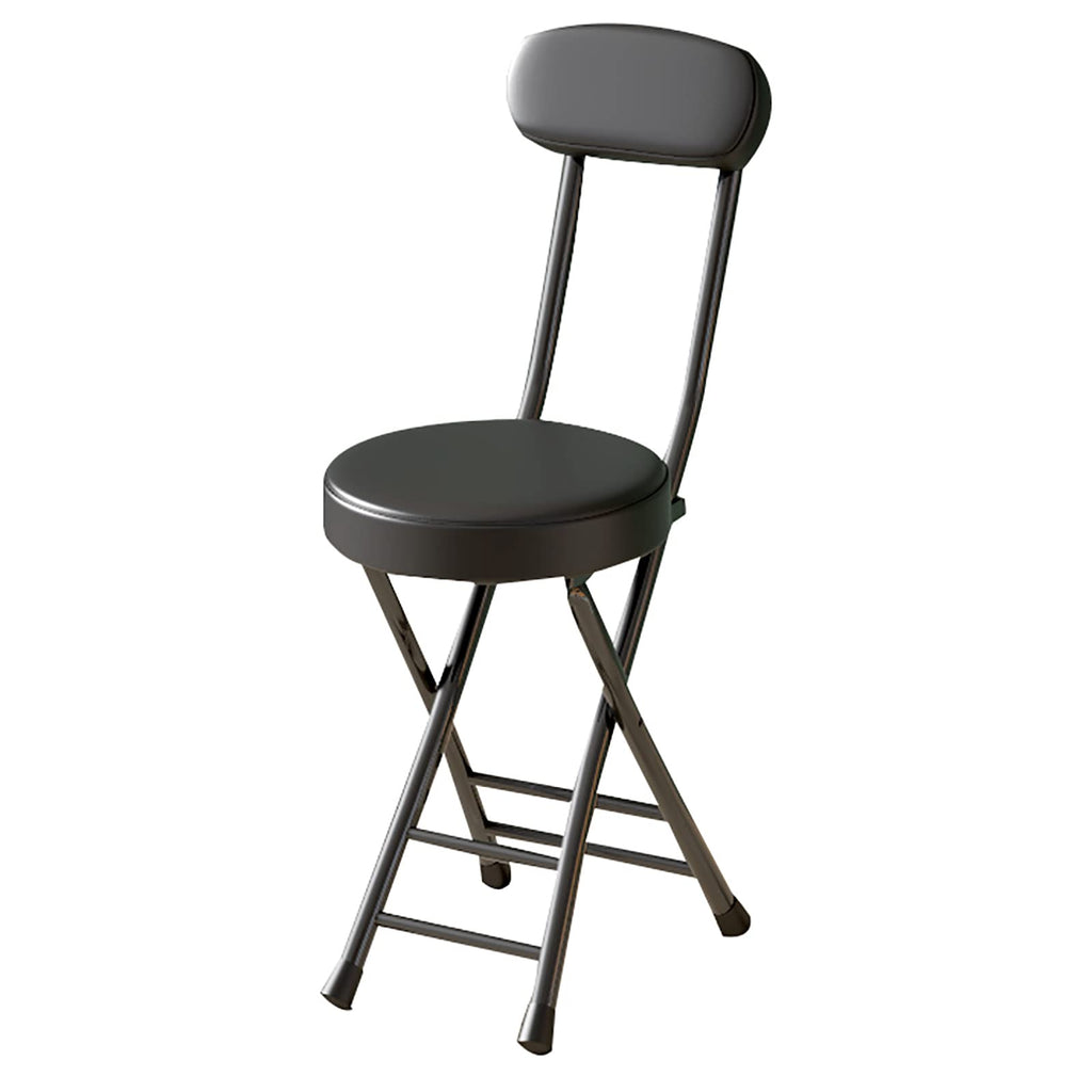 18 Inch Black Folding Stool with Backrest S519