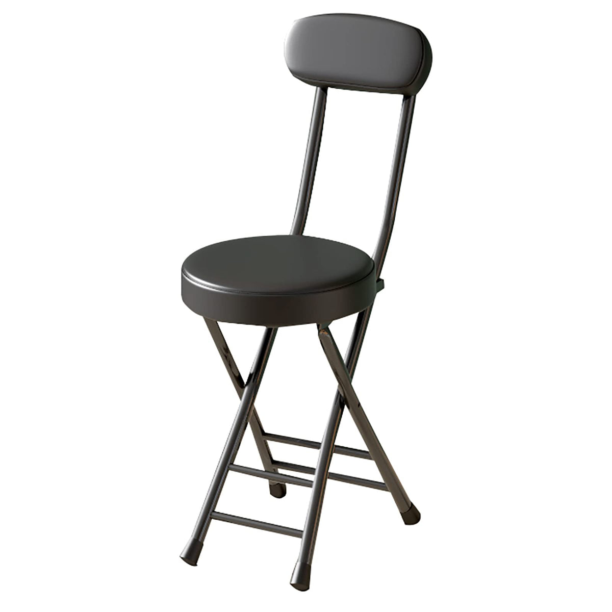 18 Inch Black Folding Stool with Backrest S519
