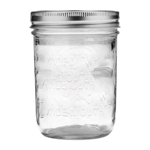 16oz Wide Mouth Clear Glass Mason Jars with Lids & Bands M6331