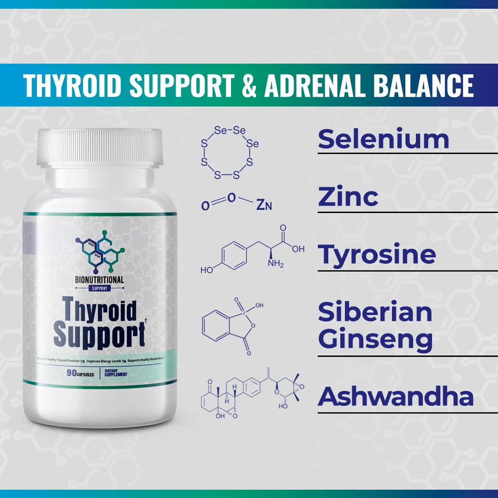 Thyroid Support - Ltyrosine, Iodine, Vitamin B12 Complex, Zinc, Selenium, Ashwagandha, Copper O67246