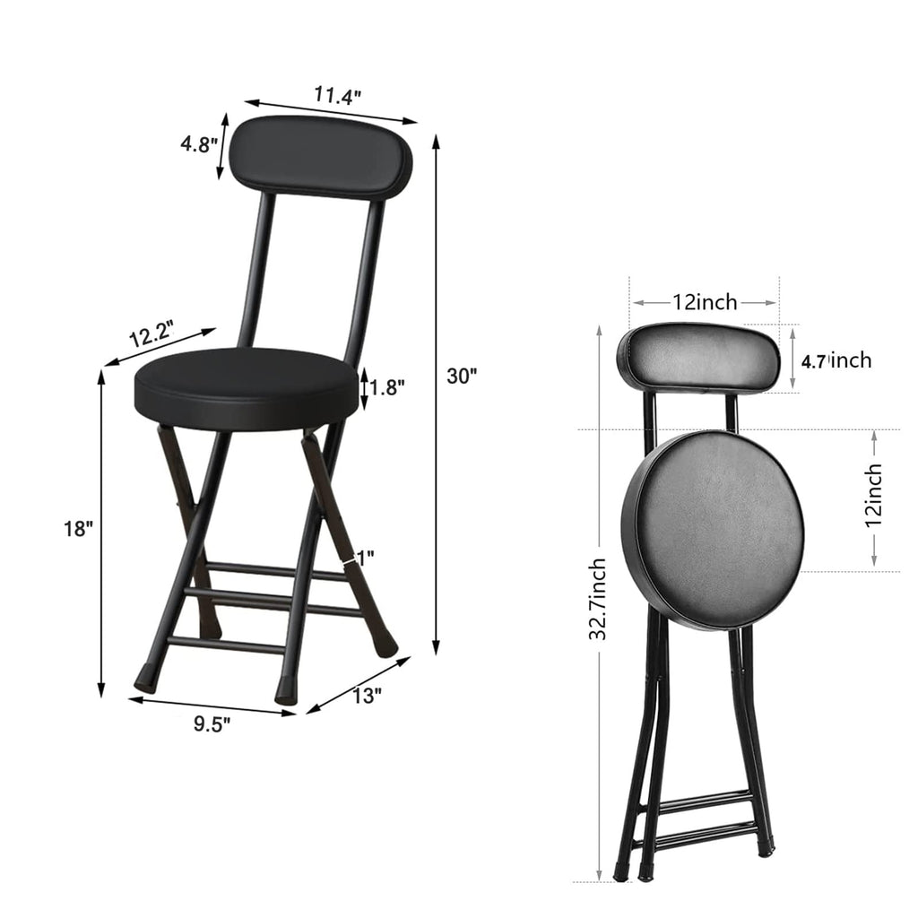 18 Inch Black Folding Stool with Backrest S519