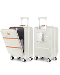 20 Inch Carry On Luggage with Front Pocket and Cup Holder, White G956