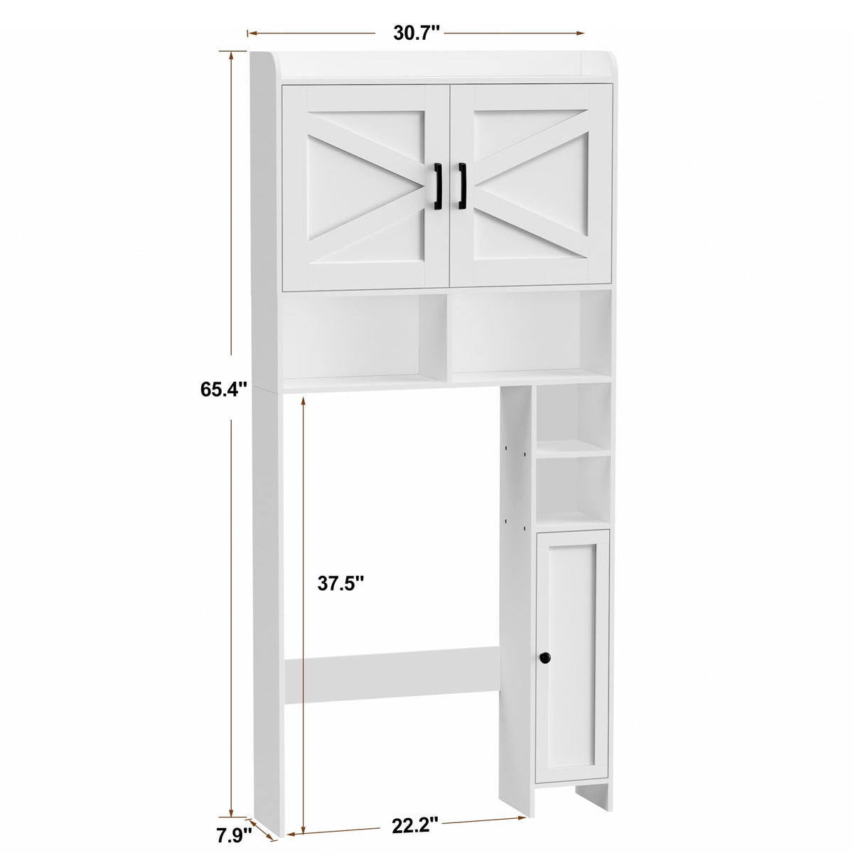 Wooden Over The Toilet Storage Cabinet with Barn Door R9621