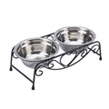 Double Stainless Steel Elevated Dog Bowls with Iron Stand D88638
