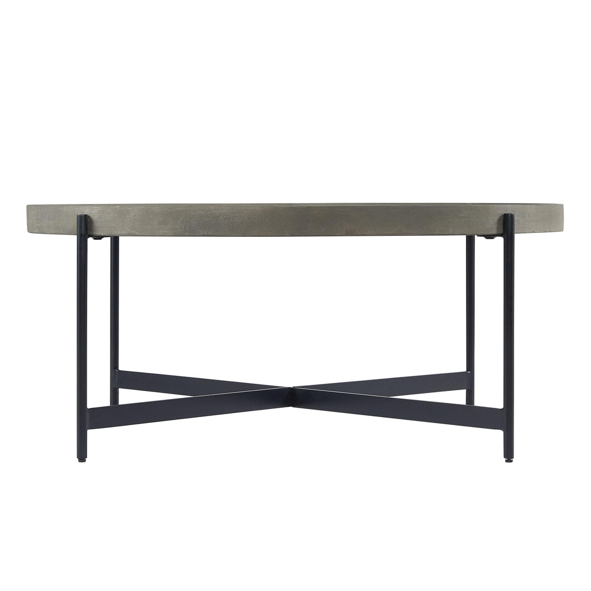 42-Inch Round Concrete-Coated Wood Coffee Table with Tray Top F4951