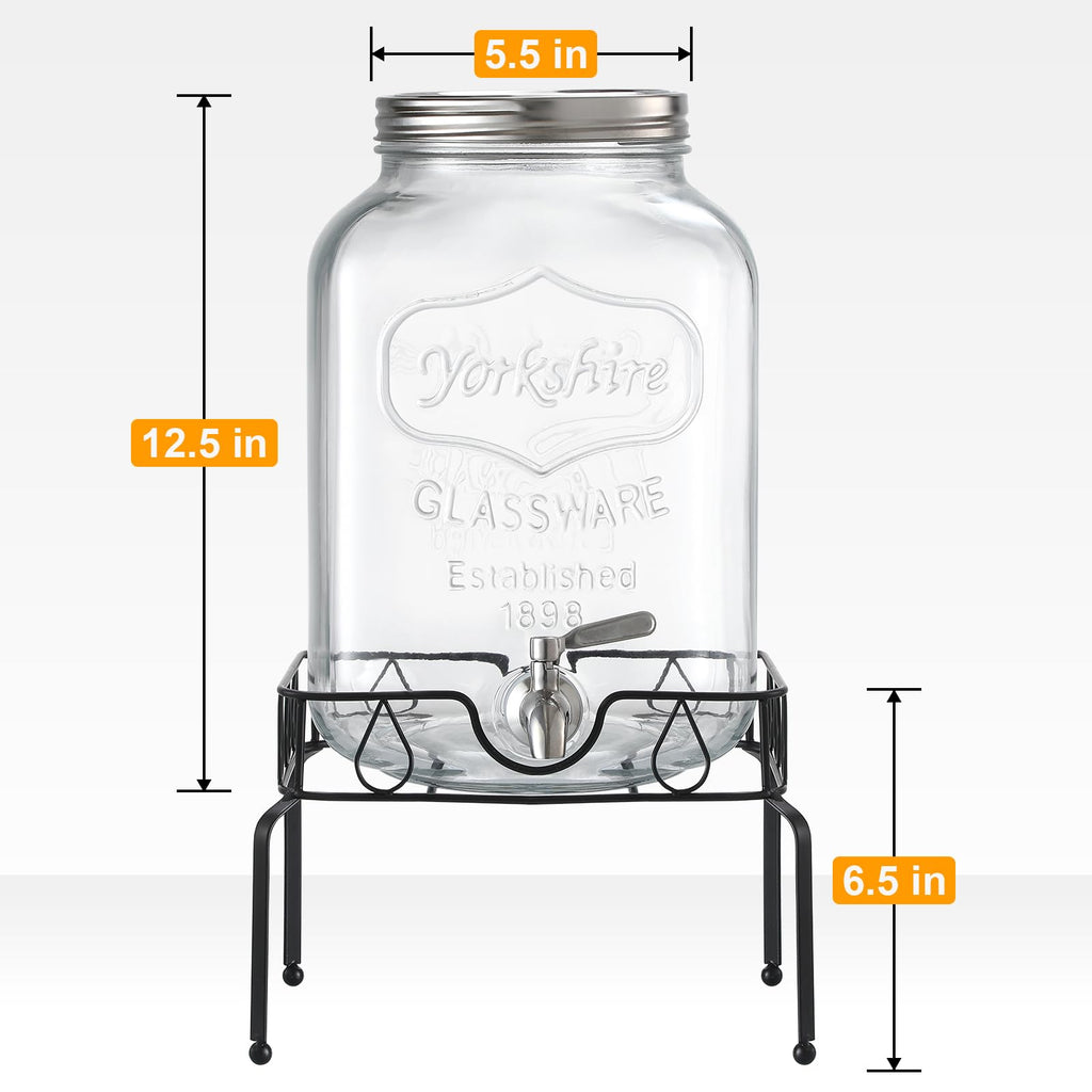2 Gallon Glass Beverage Dispenser with Stand and Lid C78420