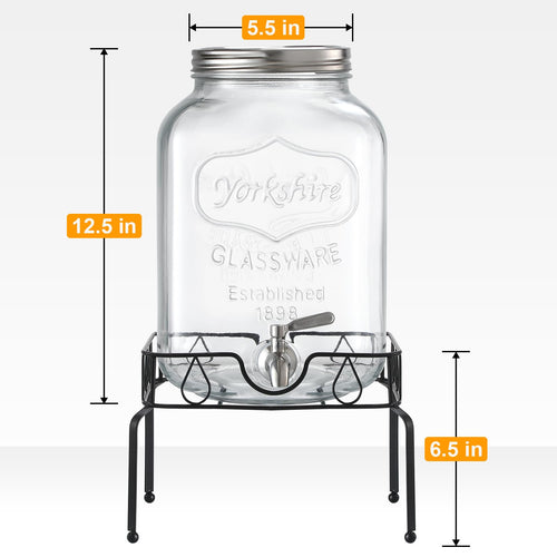 2 Gallon Glass Beverage Dispenser with Stand and Lid C78420