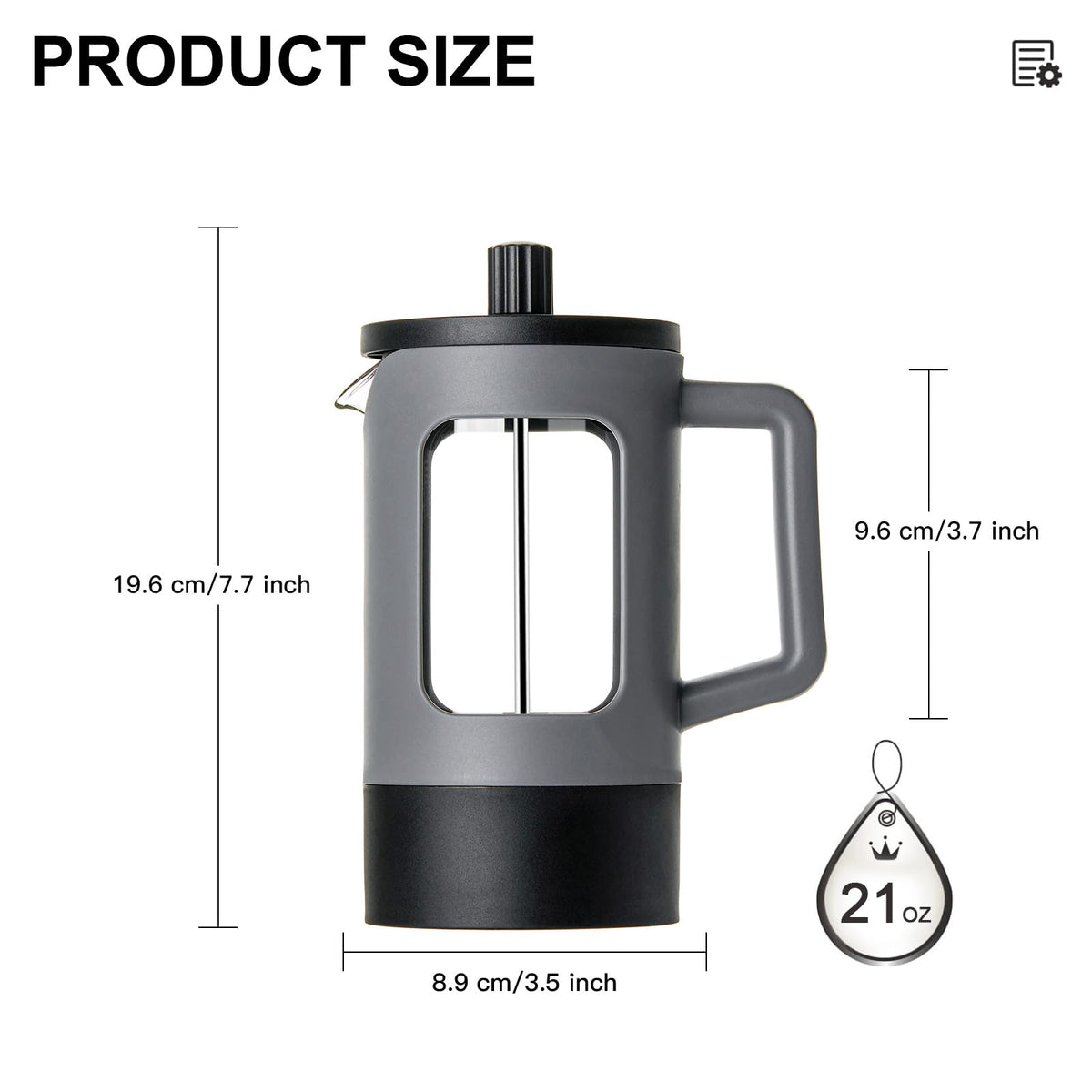 21 oz Heat-resistant Borosilicate Glass French Press Coffee Maker J38059