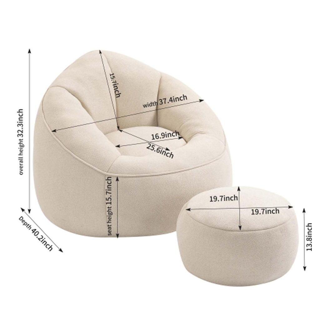 Memory Foam Bean Bag Chair with Footrest I3386