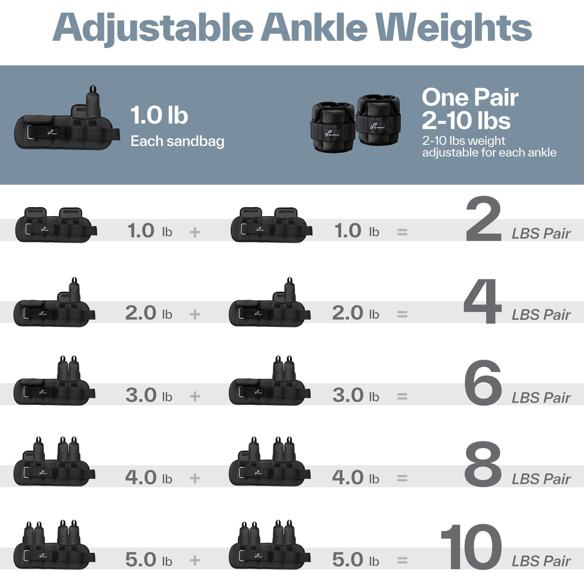 Adjustable Ankle Weights with Removable Weights A475