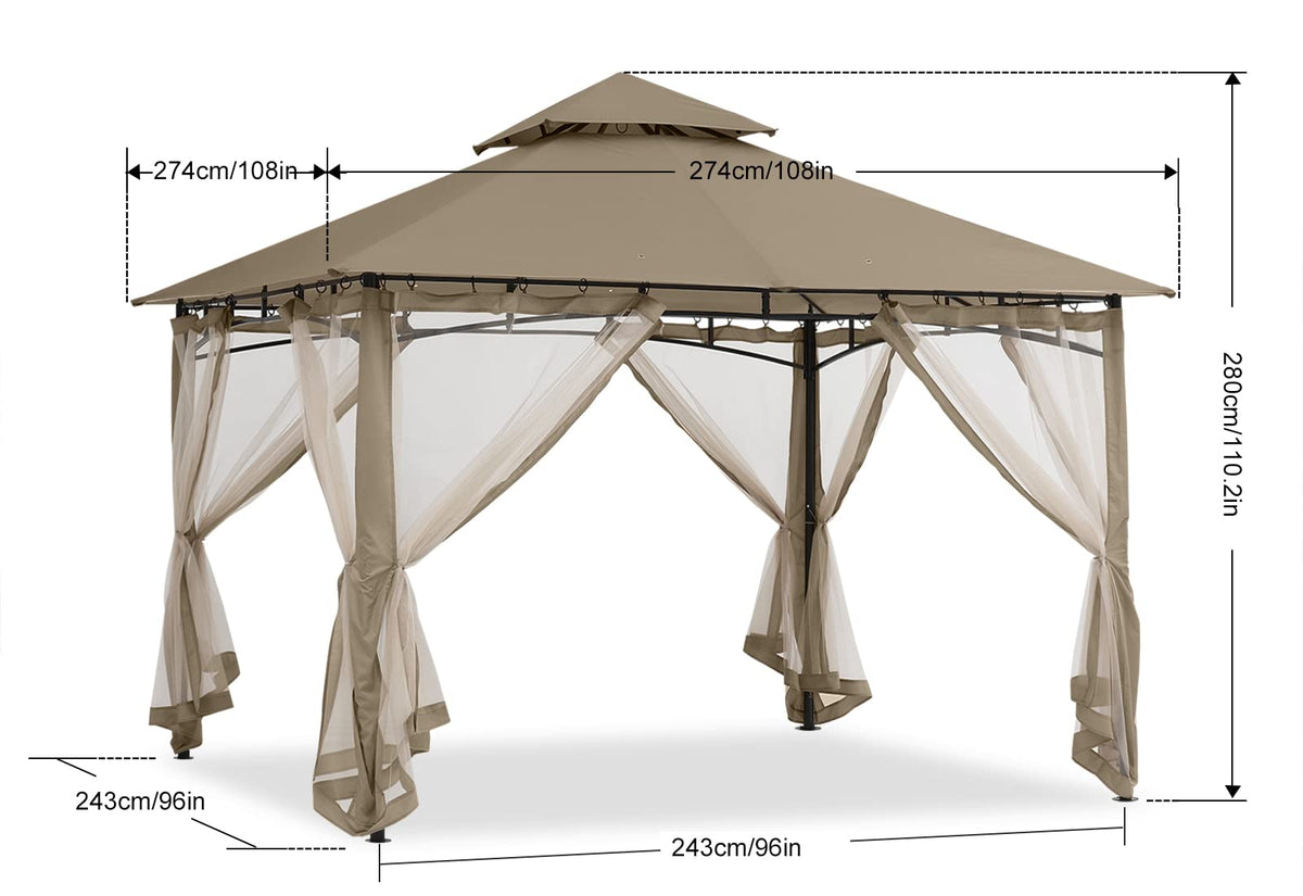 8x8 Gazebo with Mosquito Netting T994
