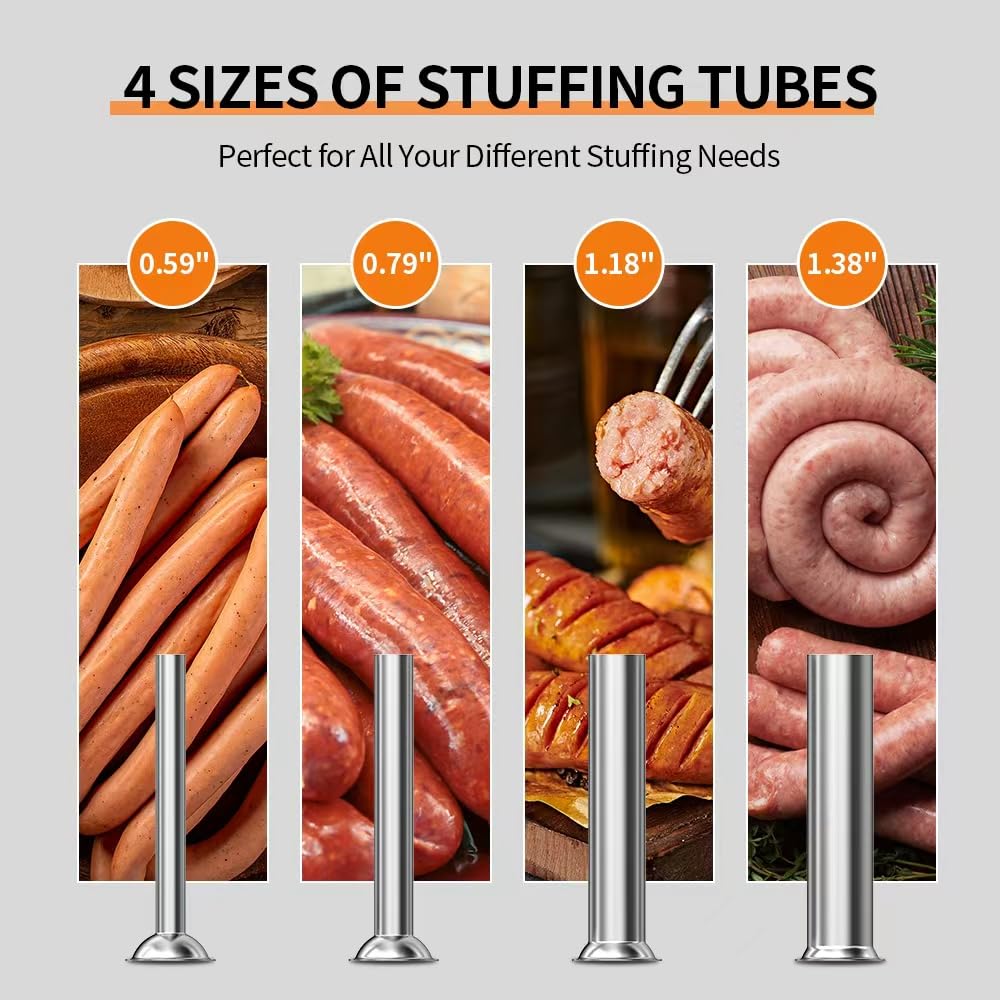 Manual Sausage Stuffer, 11Lbs/5L Meat Stuffer, 4 Stuffing Tubes K5175