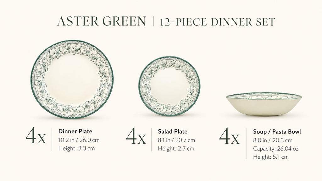 12-Piece Porcelain Dinnerware Set for 4 W891