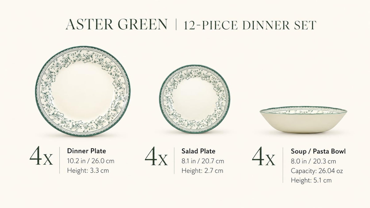 12-Piece Porcelain Dinnerware Set for 4 W891
