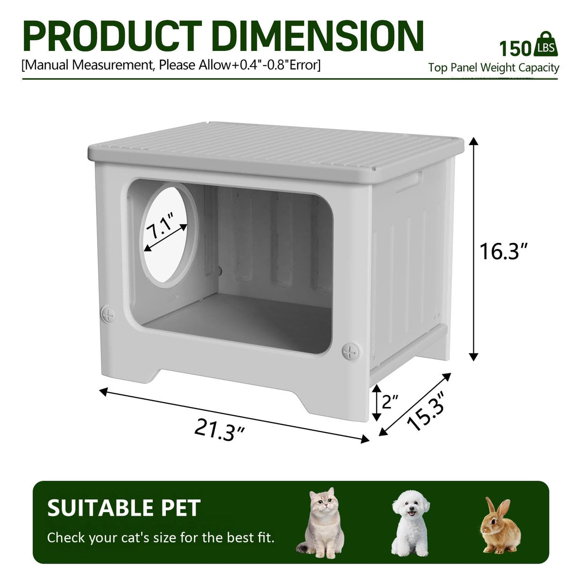 Weatherproof Stackable Outdoor Cat House with Clear Window T470