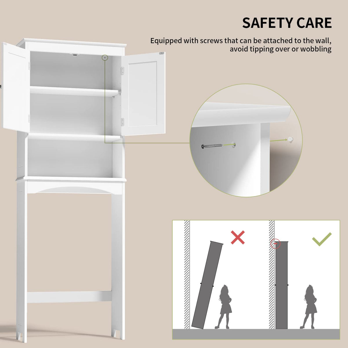 Over the Toilet Storage Cabinet with Adjustable Shelf, White L704