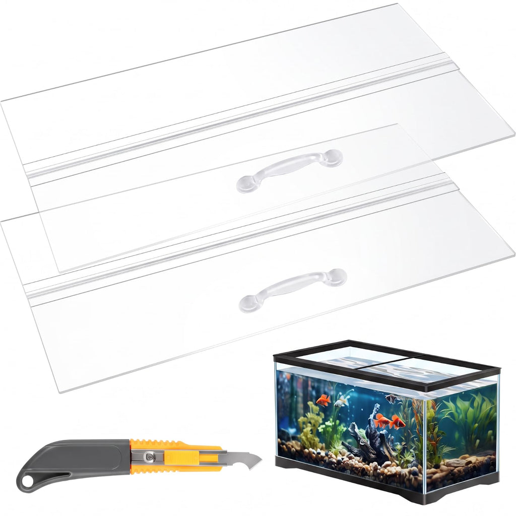 Polycarbonate Aquarium Lid 2 Pieces Set with Hook Knife D44489