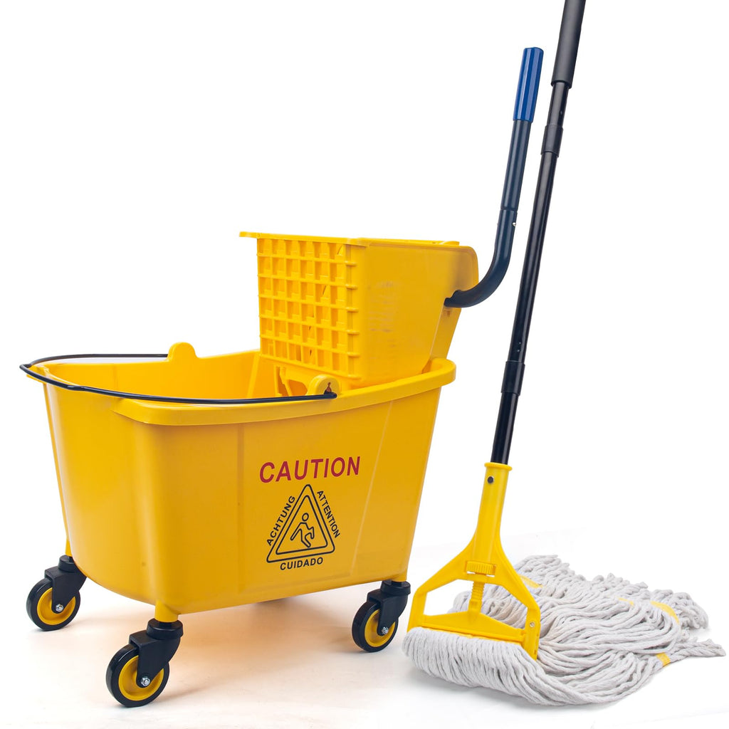 35 Quart Mop Bucket with Side Press Wringer on Wheels E78298