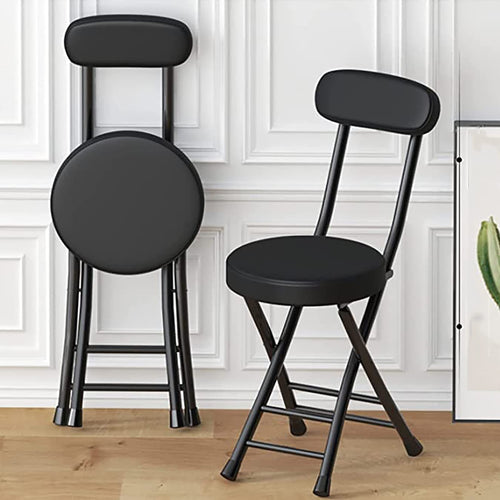 18 Inch Black Folding Stool with Backrest S519