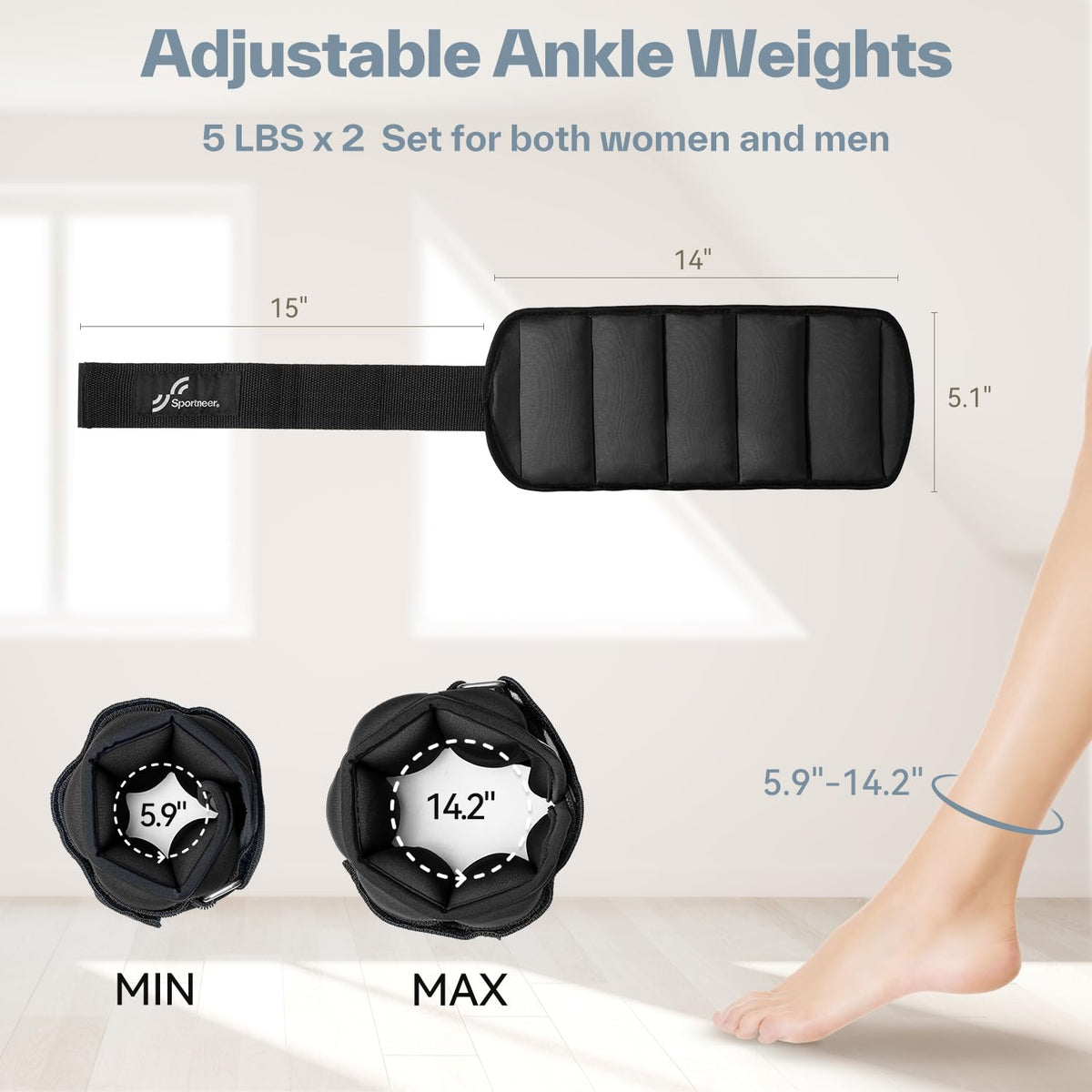 Adjustable Ankle Weights with Removable Weights A475