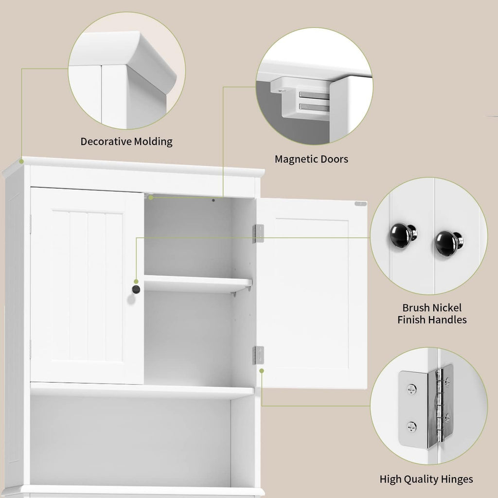 Over the Toilet Storage Cabinet with Adjustable Shelf, White L704