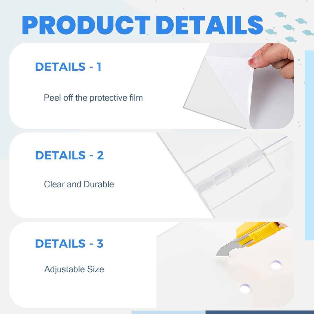 Polycarbonate Aquarium Lid 2 Pieces Set with Hook Knife D44489