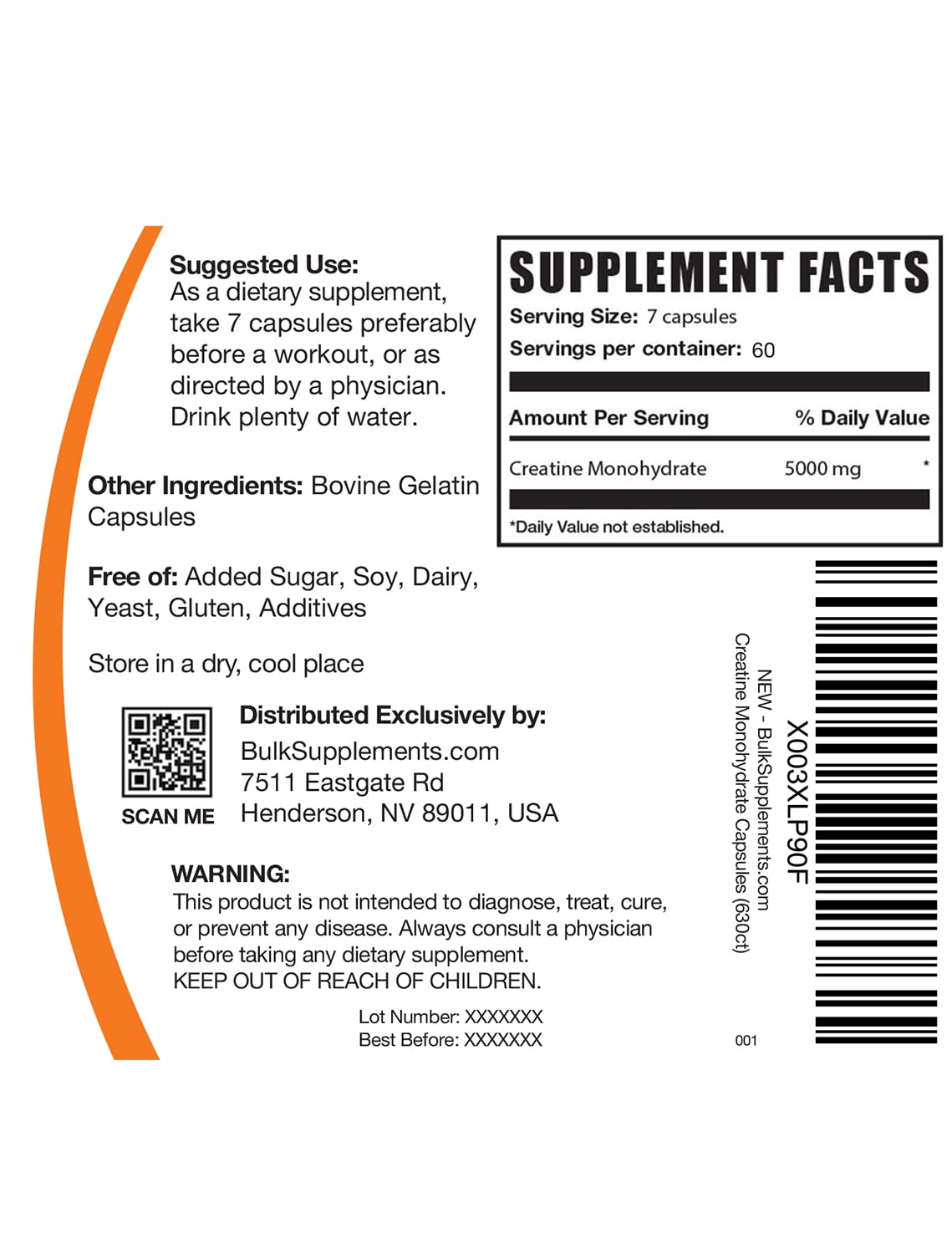 Micronized Creatine Monohydrate Capsules Gluten Free 5000mg 420 Count R5306