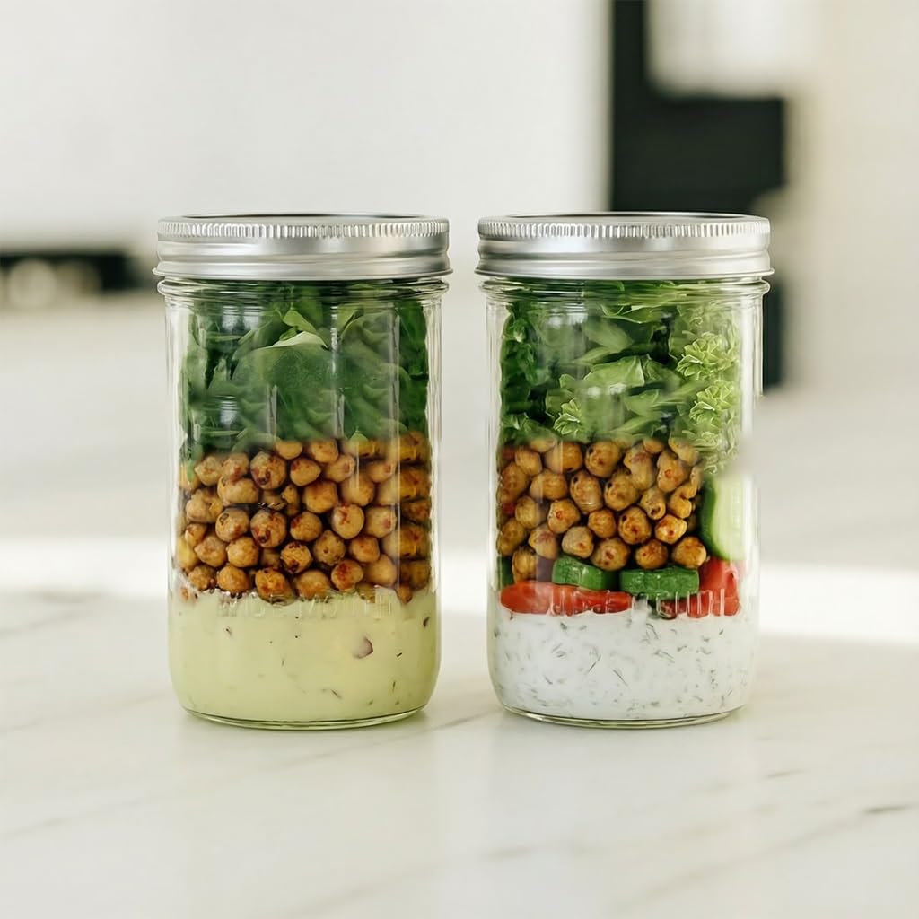 16oz Wide Mouth Clear Glass Mason Jars with Lids & Bands M6331