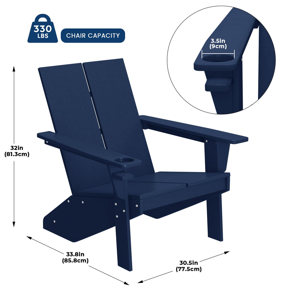 Navy Blue HDPE Outdoor Chair Set of 2 F66922