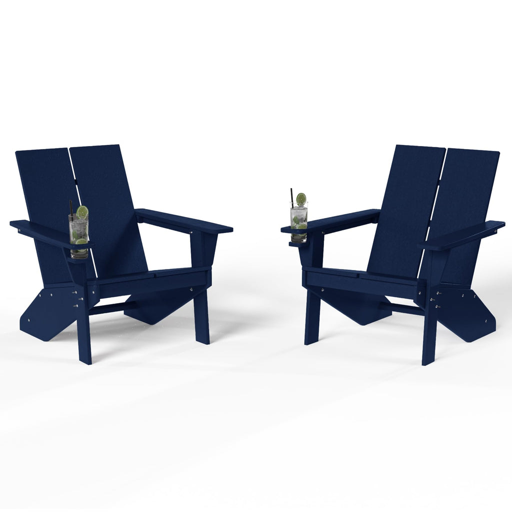 Navy Blue HDPE Outdoor Chair Set of 2 F66922