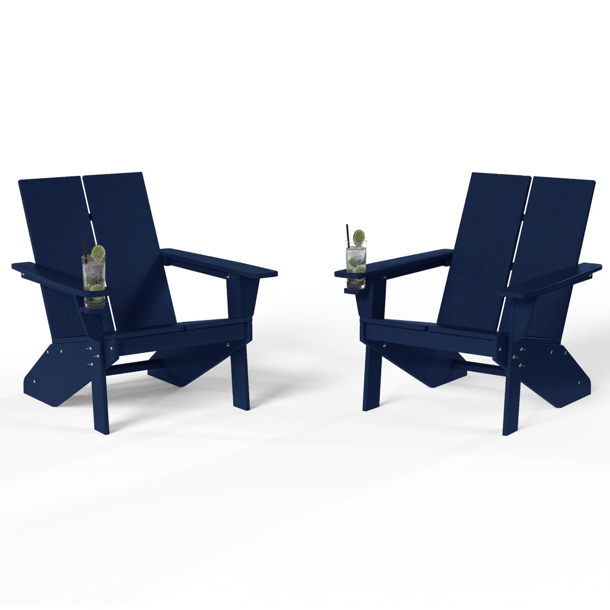 Navy Blue HDPE Outdoor Chair Set of 2 F66922