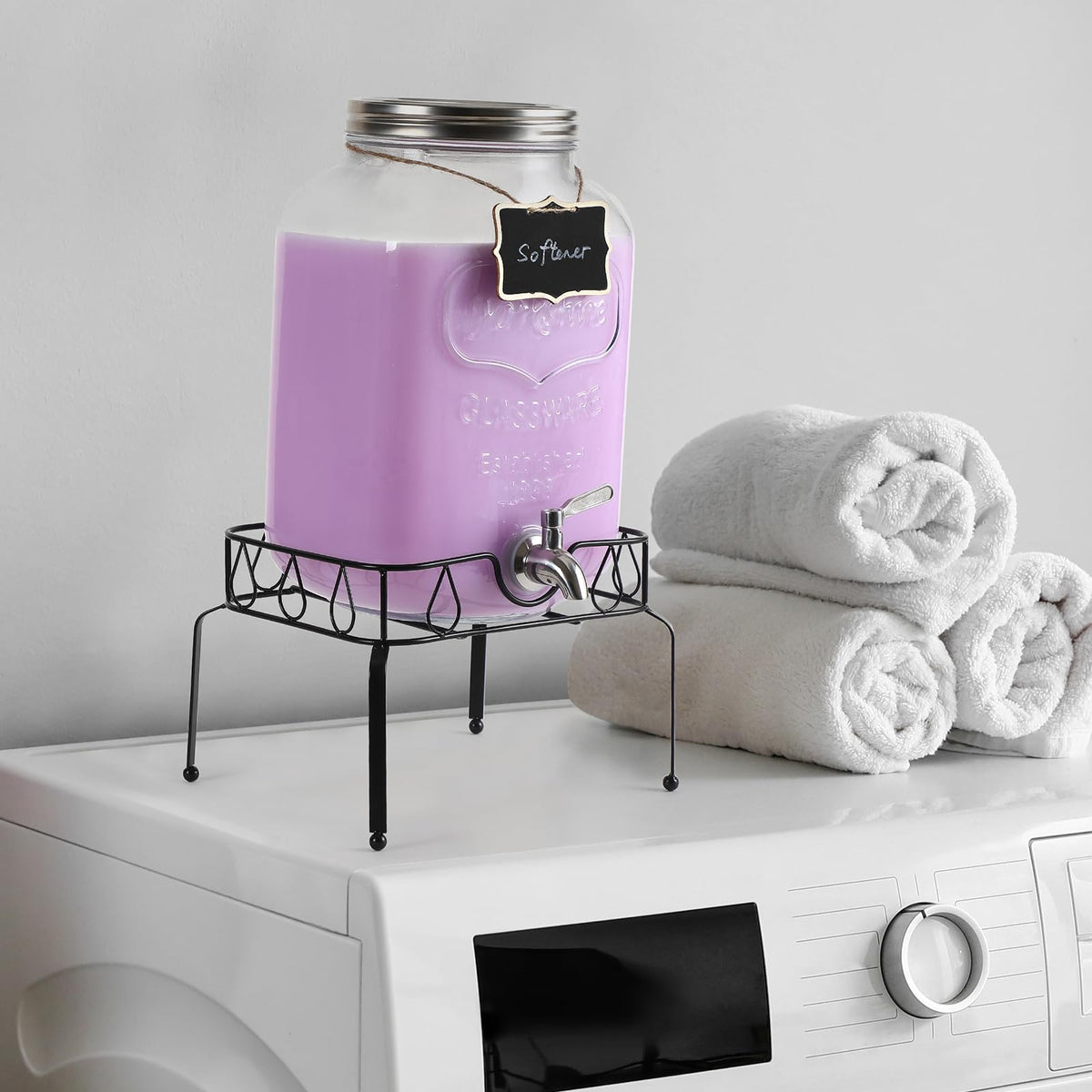 2 Gallon Glass Beverage Dispenser with Stand and Lid C78420