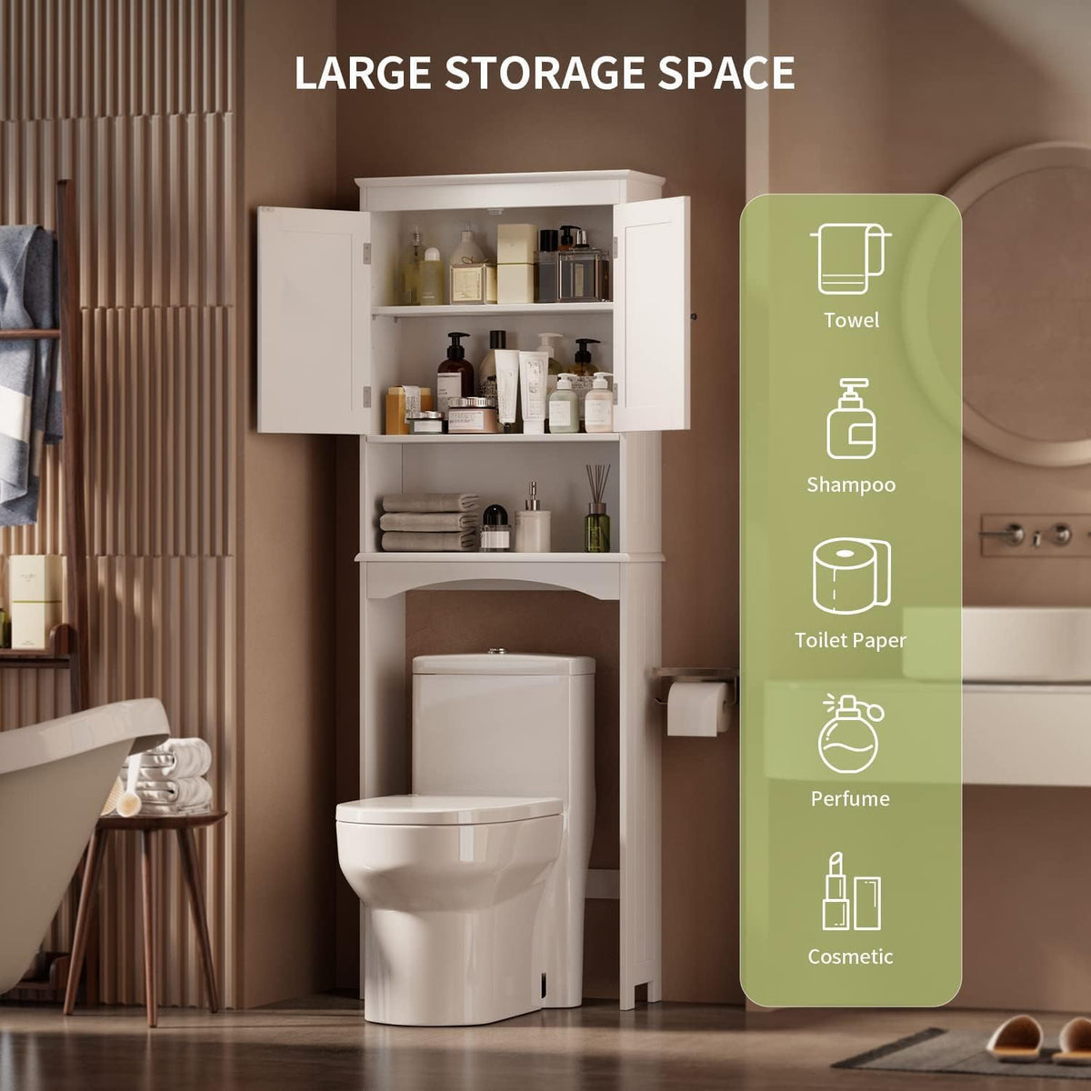 Over the Toilet Storage Cabinet with Adjustable Shelf, White L704