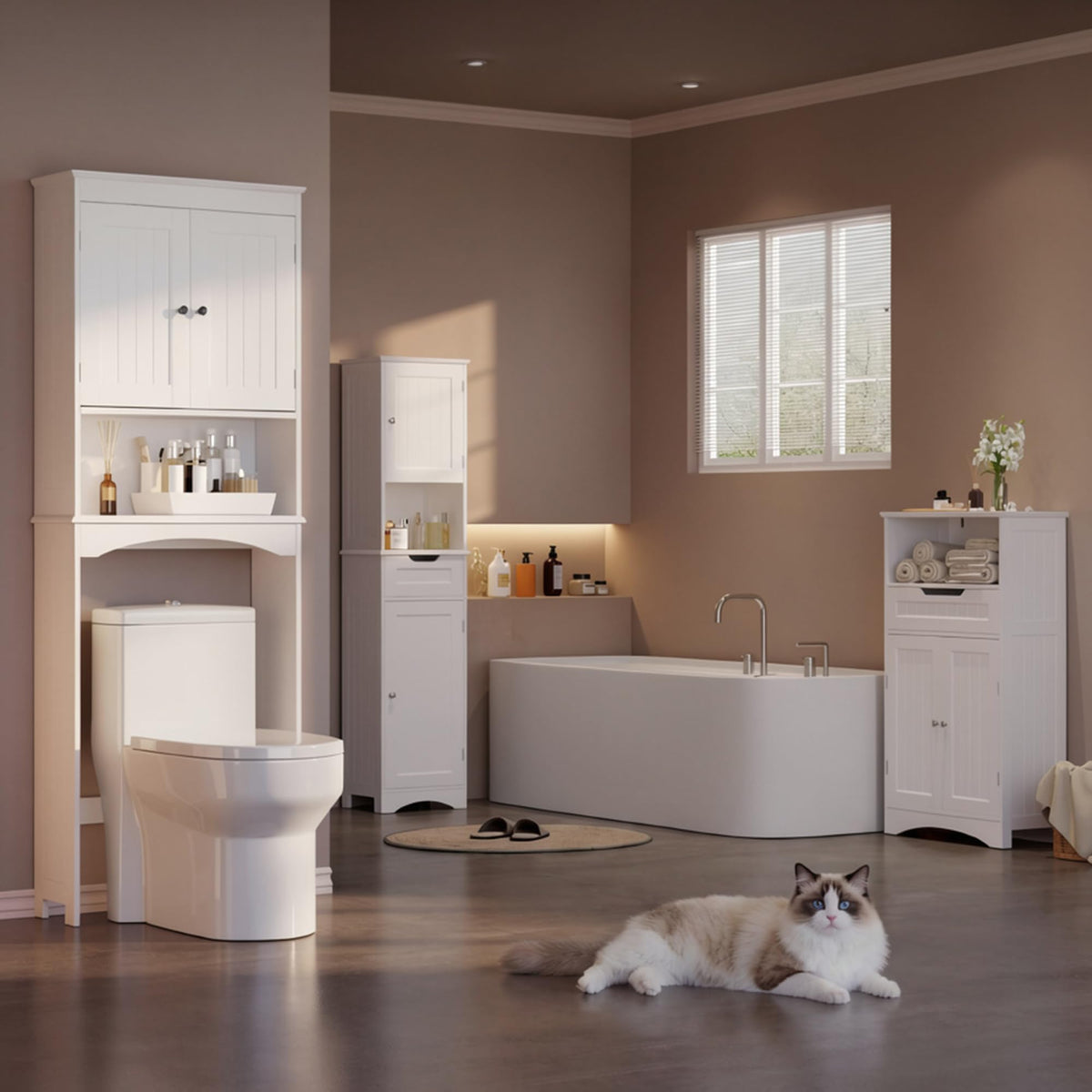 Over the Toilet Storage Cabinet with Adjustable Shelf, White L704