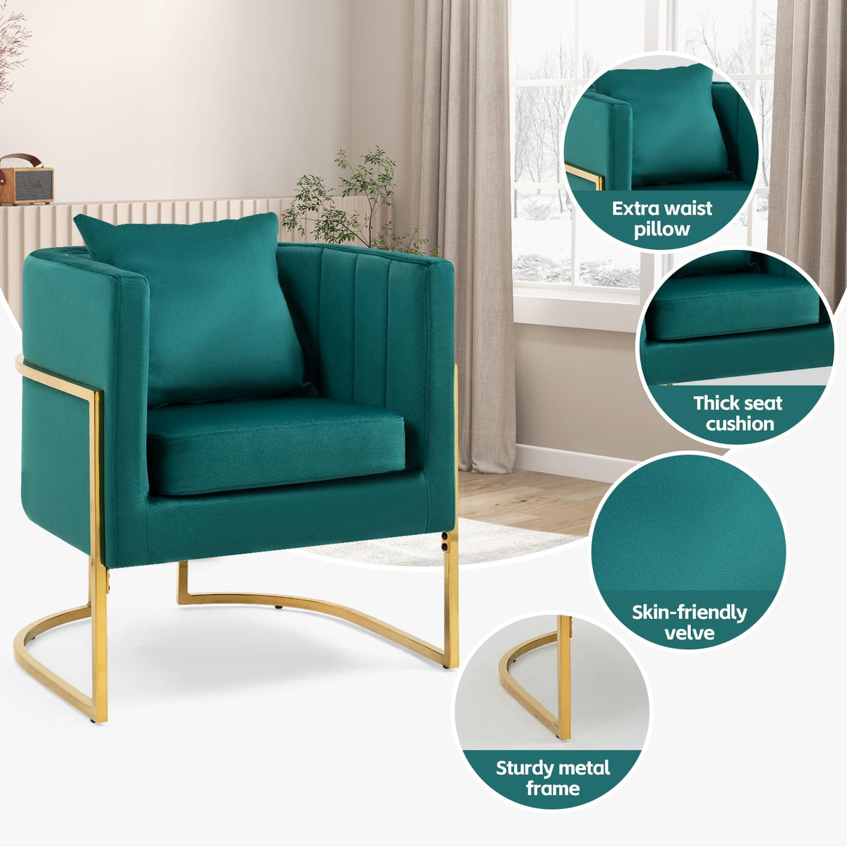 Velvet Accent Chairs Set of 2 Green B863
