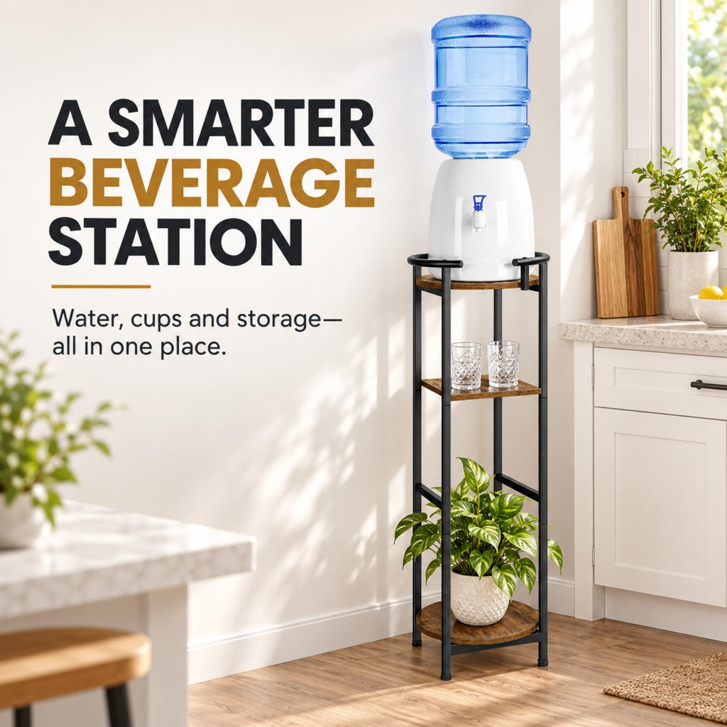 Wood 5 Gallon Water Dispenser Stand with Storage Shelf A15742