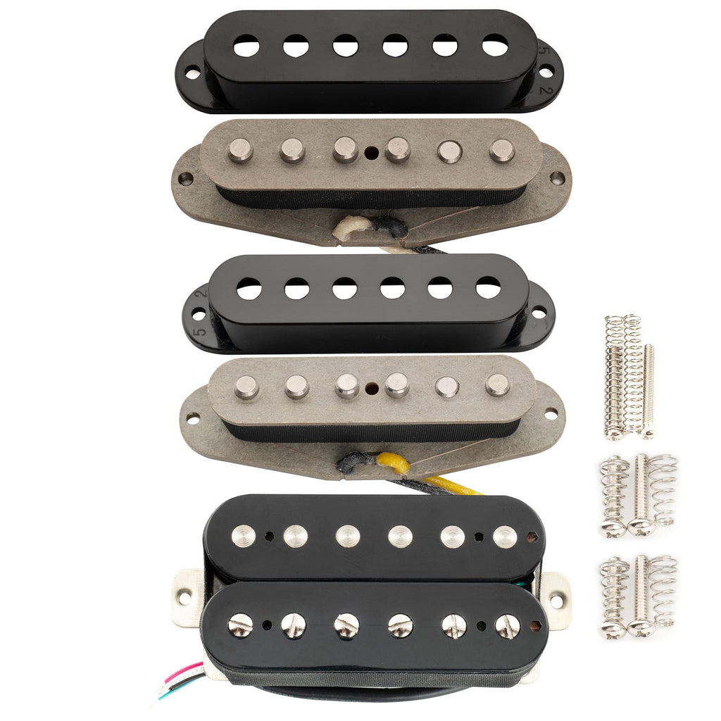 Alnico 5 Staggered Guitar Pickups Set Black W968