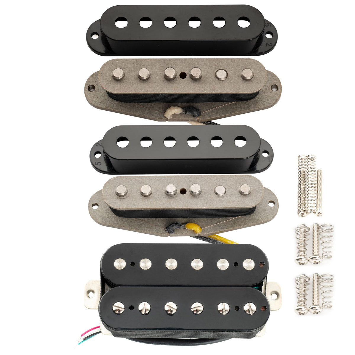 Alnico 5 Staggered Guitar Pickups Set Black W968