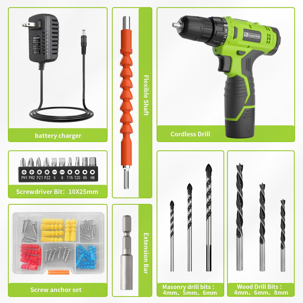 Cordless Drill Set 12V with Battery and Charger T646819