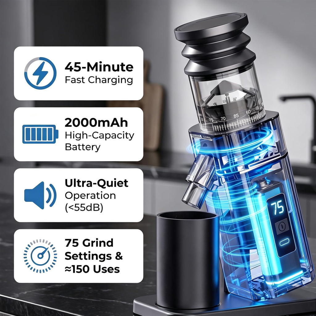 Electric Burr Coffee Grinder with 75 Settings M125