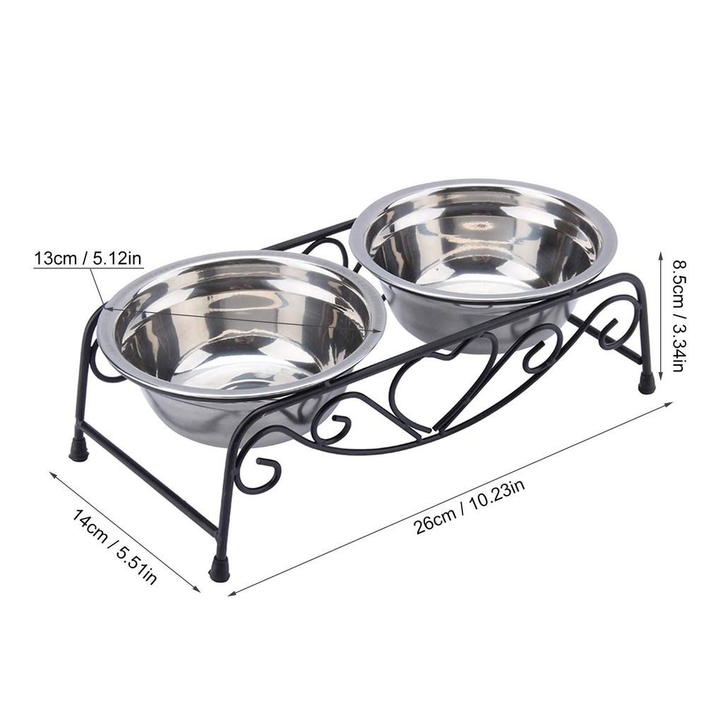 Double Stainless Steel Elevated Dog Bowls with Iron Stand D88638