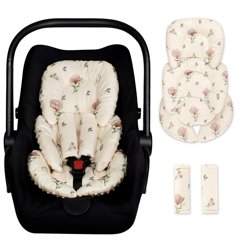 Infant Car Seat Insert with 2 Strap Pads, Reversible Head and Body Support R445