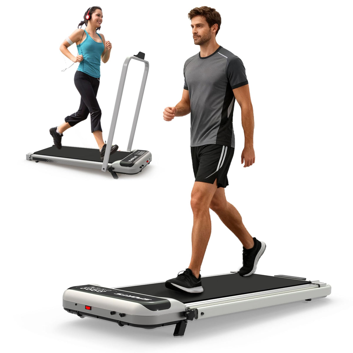 3 in 1 Compact Under Desk Treadmill with Handle Bar W483833