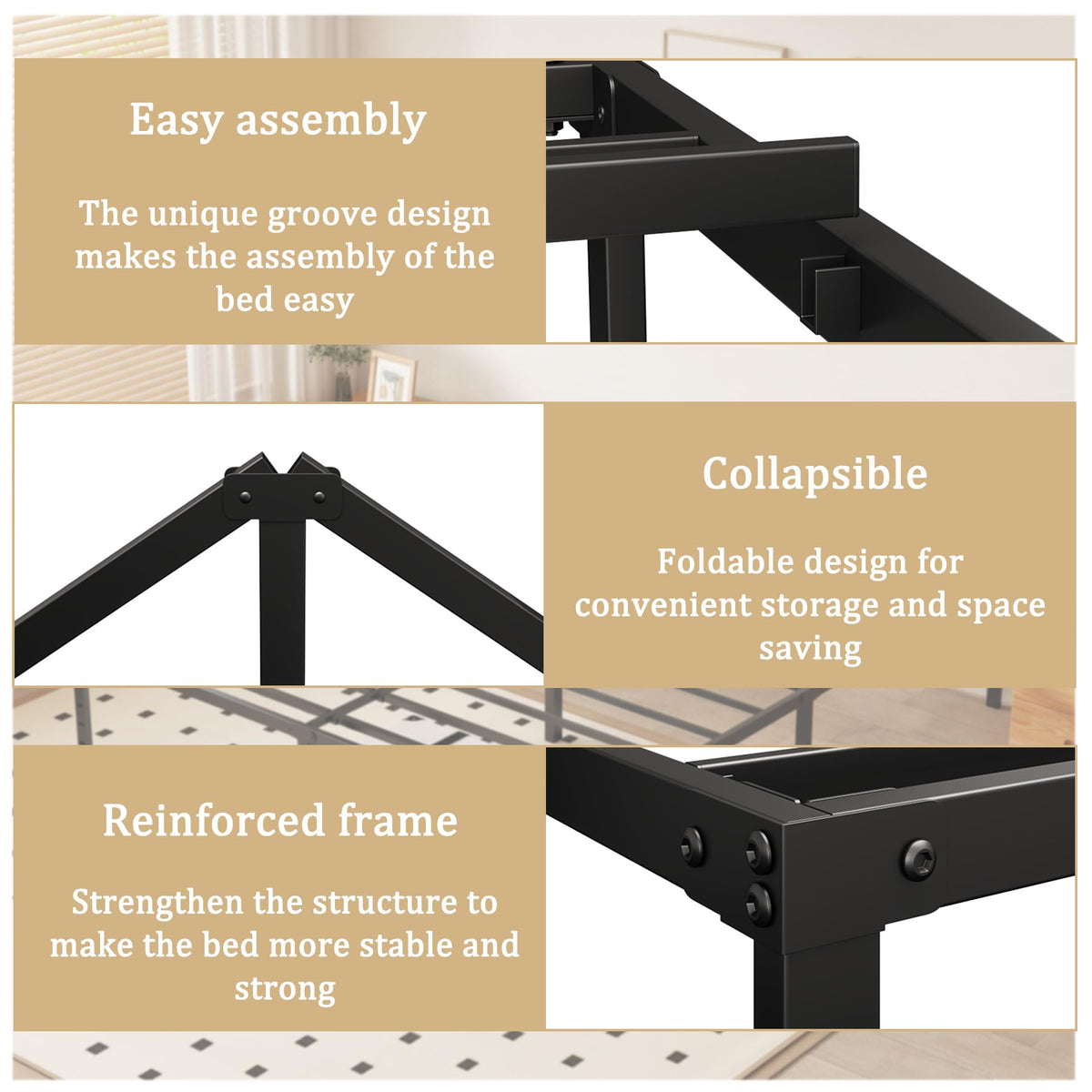 Queen 18 Inch Metal Platform Bed Frame, Black B279862
