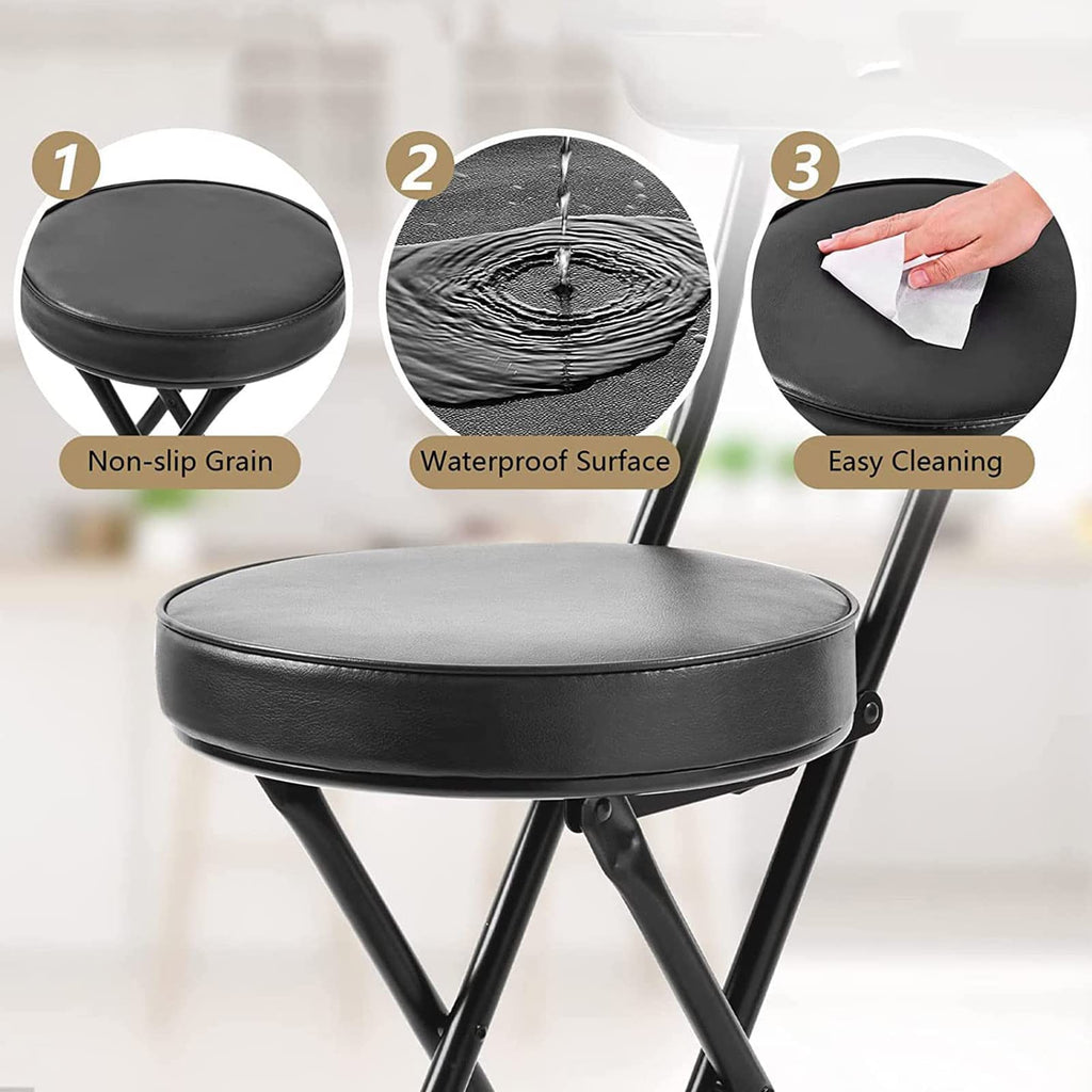 18 Inch Black Folding Stool with Backrest S519