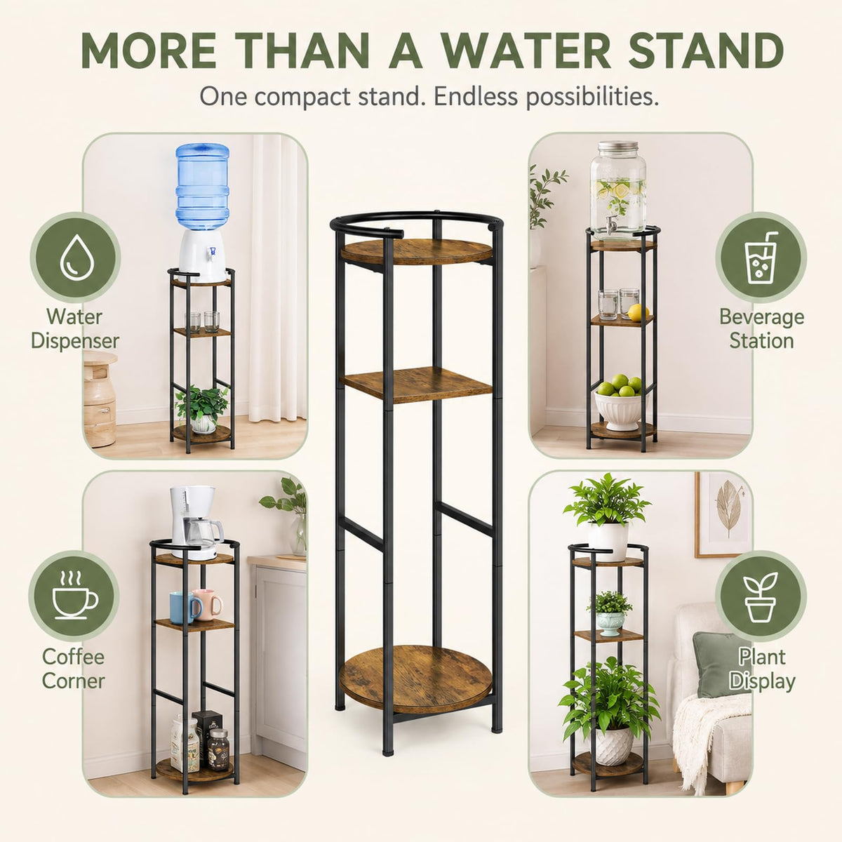 Wood 5 Gallon Water Dispenser Stand with Storage Shelf A15742